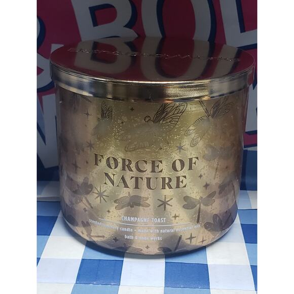 BBW FORCE OF NATURE - Champagne Toast Large 3 Wick Candle - Picture 1 of 2